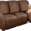 molasofa Recliner Sofa Covers - Leather Like Recliner Sofa 3 Seater Recliner Couch Covers for 3 Cushion Couch 8 Pieces Washable Stretch Reclining Sofa Slipcovers (Brown)