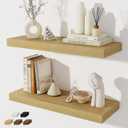 Floating Shelves for Wall, 24 Inch Floating Shelves Set of 2, Wall Mounted Rustic Wood Shelf for Bathroom, Living Room, Bedroom and Kitchen, Hanging Shelf for Storage, Books, Home Decor, Oak