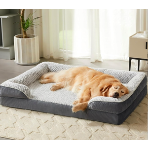 Orthopedic Dog Bed for Extra Large Dogs, Egg Crate Foam Bed for Extra Large Dogs, Equipped with Removable Waterproof Pillow Cover and Anti-Slip Bottom, Pet Bed, 61" x 43"
