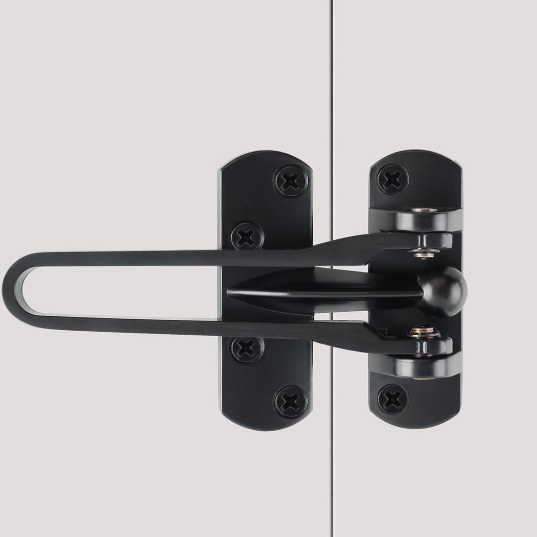 Alise Swing Bar Door Lock, Door Lock for Front Doors and Inside Doors, Security Door Guard Latch for Kids Safety Home Security, Hotel Latch Lock, Front Door Child Lock, Black