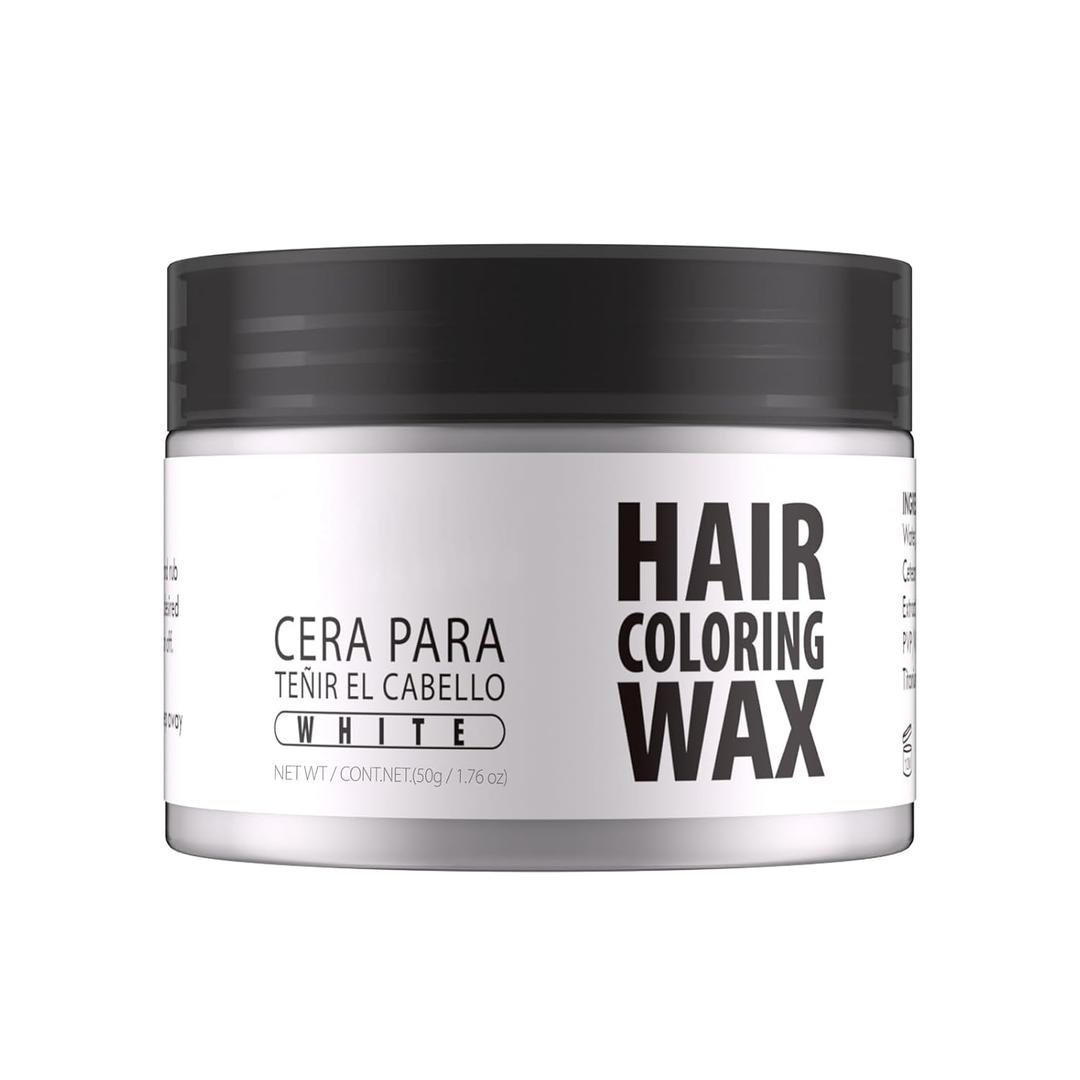 Gowwim Hair Wax Color, 13 Colors Temporary Hair Dye Natural Hair Color Wax, 72h Hold & Non - Greasy Hair Dye for Women & Men for Styling 1.76 Oz White