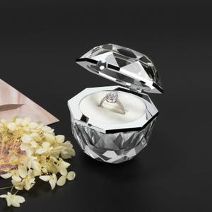 Crystal Ring Box for Proposal Diamond Ring Jewelry Velvet Holder Chest Organizer Earrings Jewelry Presentation Box for Proposal Engagement Wedding Ceremony Birthday Gift