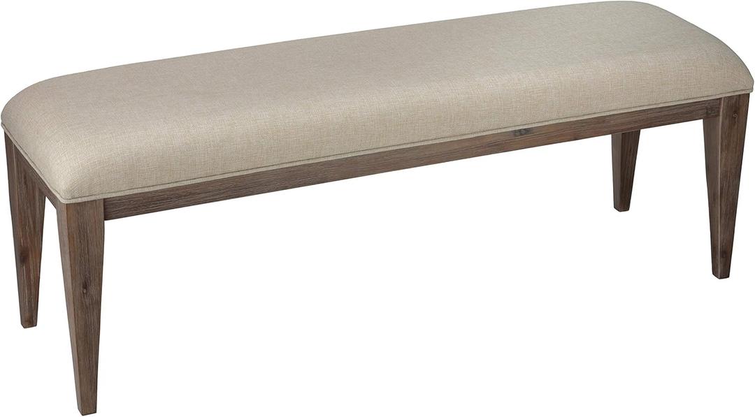 Cortesi Home Leno Bench with Neutral Linen Fabric