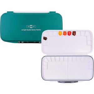 Mijello Double Decker Watercolor Palette, 30 Paint Wells, Teal, 13.25" x 6.75" x 1.25", 1 Each (MWP-1630)