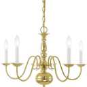 Livex Lighting 5005-02 Williamsburgh 5 Light Polished Brass Chandelier, 24"L x 24"W x 18"H
