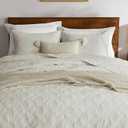 WDCOZY 100% Cotton King Size Quilt Set - Beige Pre-Washed Soft Lightweight Modern Bedspread, Farmhouse Country Rustic Coverlet, Textured Like Linen, Shabby Chic Gauze Bedding, 3 Pieces (King (106"x96"), Wheat)