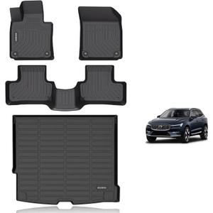 KELCSEECS Floor Mats & Cargo Liner Custom for 2018-2026 Volvo XC60(Fit for T5 T6,Not for Hybrid) All Weather Protection TPE Floor Liners Front& Rear Row Full Set Volvo XC60 Accessories Black