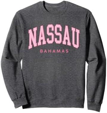 Nassau Bahamas Preppy Retro Throwback Pink Womens Souvenir Sweatshirt,  L
