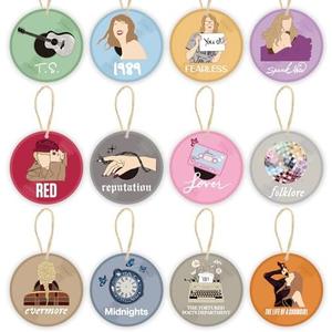 12 Pcs Christmas Tree Ornaments, Holiday Wooden Ornaments for TS Fans, Cute Xmas Home Wall Hanging Decor Christmas Party Supplies, Singer Merch White Elephant Gifts for Women Girls Friends