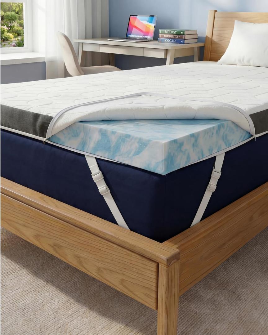 3 Inch Twin XL Memory Foam Mattress Topper with Cooling Cover - Dorm Room
Cooling Gel Infused Bed Topper, Soft Ventilated Mattress Pad for Pressure Relief & Pain-Free Sleep, CertiPUR-US & Oeko-TEX
