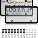 2 Pack Clear License Plate Cover and Frame Combo, License Plate Protector Unbreakable License Plate Shields Tag Holder Fits Standard US Plates with Screws Caps (Gray)