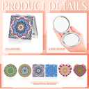 Thyle 6 Pcs Painting Compact Mirror DIY Painting Pocket Portable Folding Purse Mirror with Magnification Diamond Art Kits for Women Gifts
