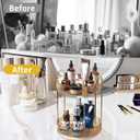 360 Rotating Gold Makeup Organizer,2 Tier Large Capacity Rotating Makeup Organizer,SkincarePerfume Organizer,Bathroom Cosmetics Storage Organizer Countertop (Gold-2 Tier)