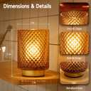 ULAROOM Battery Operated Lamp,Cordless Glass Accent Table Lamp with Timer for Bedside,Small Decorative Lamp with Warm White LED Bulb for Nightstand/Bookshelf/Entryway/Tabletop Counter Decor(Amber)