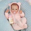 WOOROY Realistic Reborn Baby Doll - 20 Inch Lifelike Reborn Baby Girl with Open Eyes in Pink Plush Outfit, Handmade Collectible Gift with Accessories for Kids 3+