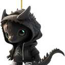JJSHUANL Cartoon Cool Dragon Resin Ornament, Resin Crafts Advanced Mini Home Desk Decor, Funny Gift for Friends Children (Dinosaur Pendant B), Black, Pack of 6