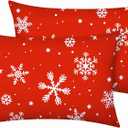 YIYEA Christmas Pillow Cases Queen Size Set of 2, Ultra Soft Double Brushed Microfiber Pillowcases Queen, Christmas Snowflake Bed Pillow Covers, Fade Resistant, Easy Slip-On (20"x30")