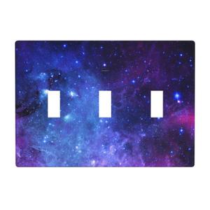 Galaxy Light Switch Cover Decorative Triple Toggle Wall Plate 3-Gang Art Print Faceplate for Bathroom Home Bedroom Decor 4.50" x 6.38"