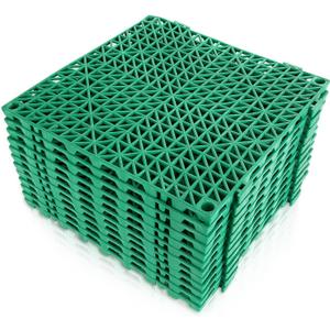 12 Pack 12'' x 12'' Interlocking Rubber Outdoor Flooring Tiles Non-Slip Shower Mat Pool Mats for Floor, Drain, Deck, Pool, Patio, Balcony, Kitchen, Yard (Green)
