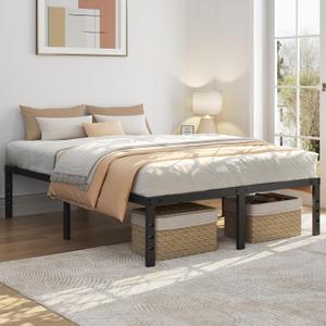 Yaheetech 14 Inch Queen Bed Frames Heavy Duty Metal Platform Bed with Under Bed Storage, No Box Spring Needed, Easy Assembly, Sturdy Steel Slat Support, Black