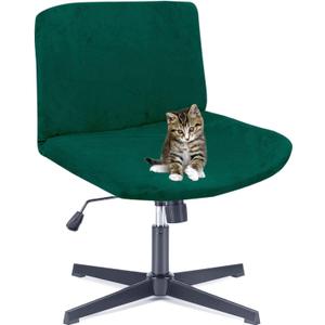 Deisy Dee Velvet Cross Legged Office Chair Covers - Upgrade Your Armless Wide Seat Computer Task Chair with Soft and Vibrant Velvet Stretch Covers - Transform Your Workspace in Minutes (Kelly)