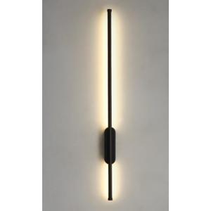 Rechargeable Wall Sconces Set of 2 Dimmable - 23.6" Large Battery Operated Wireless Wall Lights with Remote - 3 Color Modern Sconces for Bedroom Living Room TV Matte Black, 60cm/23.6-length