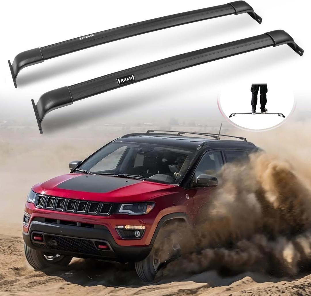 Enhanced 220 LBS Roof Racks for Jeep Compass 2018-2025, Real Aluminum Cross Bars for Kayak Snowboard Surfboard Bike Canoe Ski