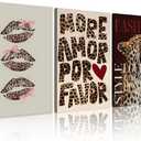 Trendy Leopard Wall Art Cheetah Poster Set of 3 Funky Lucky 8 Ball Posters Prints Y2k Pink Wall Art Preppy Room Aesthetic Cheetah Wall Decor Pictures for Girls Bedroom Apartment Dorm Unframed (24"L x 16"W)