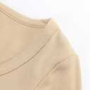 PALINDA Women Fitted Long Sleeve Shirts Ribbed Notch V Neck T Shirts Layering Tee Tops (Beige, S)