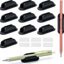 10 Pack Adhesive Pencil Holders for Desk,Silicone Flexible Pen Holder for Wall, Office, School,Home,Classroom Must Haves,Teacher Supplies Accessories,Desk Organizer,Art Supply,Small Gift (10, Black)