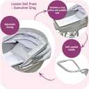 Badger Basket London Doll Stroller - Stylish Toy Stroller for 18 Inch Dolls - Adjustable Canopy, Sturdy Handle, Durable Design for Pretend Play and Doll Accessories - Gray, 20