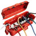 Flemoon Medium Outdoor Electrical Box (11.5x5.2x4 inch), IP54 Waterproof Extension Cord Cover w/6 Cable Entry Ports, Weatherproof Connection Box for Power Strip, Timer, Plug, Holiday Lights, Red