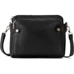 SENDEFN Vegan Leather Crossbody Bags for Women, Three-Layer Shoulder Bag, Sling Crossover Shoulder Bag (Black)