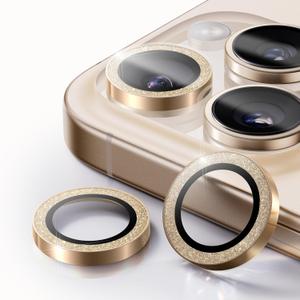 CASEKOO [Everlasting Sparkle for iPhone 16 Pro/iPhone 16 Pro Max Camera Lens Protector [Military Protection] [9H Tempered Glass] Anti Crack, Bling & Glitter, Removable, Glossy, Gold