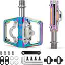 CXWXC Mountain Bike Pedals Compatible with Shimano SPD Cleats - Dual Sided Plat & Clip Pedal, 9/16 Bicycle Platform and Clipless Pedals for Road, MTB, and Hybrid Bikes (Multi-colored)