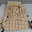 CONTAIL 18L 14 Inch Quilted Puffer Backpack, Top Flap Drawstring Backpack, Khakie