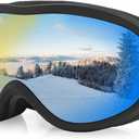 VINTEAM Ski Goggles OTGOver Glasses Snowboard Goggles for Men Women Youth, UV400 Protection for Skiing & Snowboarding (Black / Red Lens)