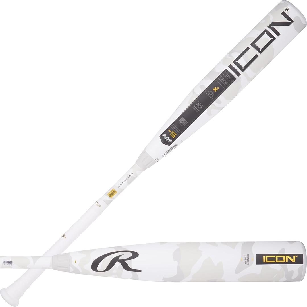 Rawlings | 2025 | ICON Baseball Bat | USSSA | -5 / -8 / -10 Drop | 2 3/4" Barrel | 2 Pc. Composite (White | Snow Camo)