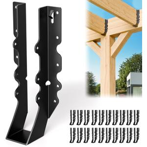 20 Pcs Black 2x10 Joist Hanger,LU210 18 Gauge Double Shear Face Mount Joist Hanger,Hurricane Ties for Rafters Tie Brackets Great for Floor Deck and Ceiling Joists
