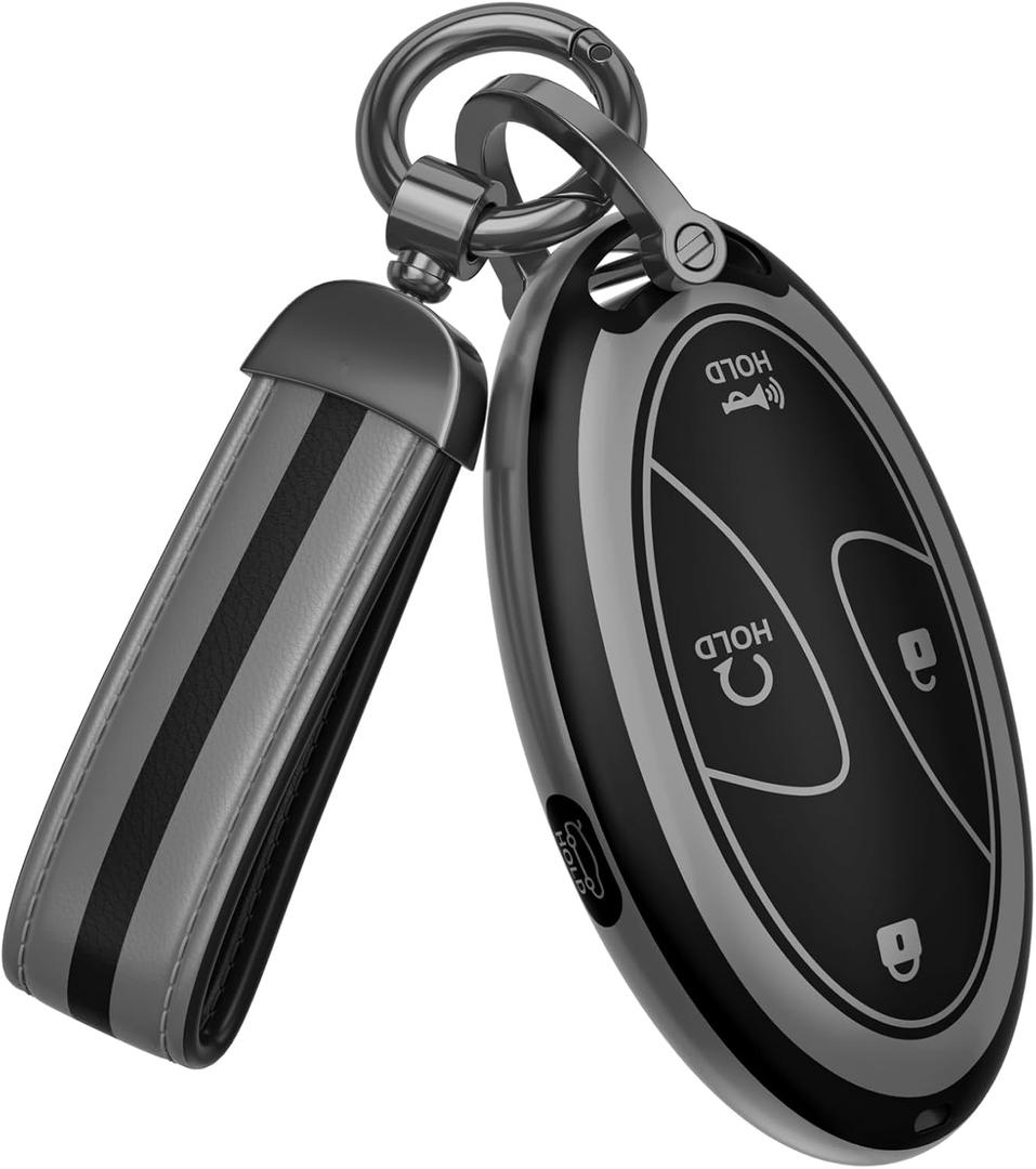 for Hyundai Key Fob Cover Accessories,Matte TPU Material, with a Cute Leather Keychain,for loniq 6 Grandeur GN7 KONA Elanrtra Sonata Tucson 2023 2024 2025 2026 Santa and Other Models.
