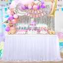 White Tulle Table Skirt for Rectangle Tables 6FT Table Skirting 2 Layer Birthday Party Tutu Table Cloth for Baby Shower Party Supplies (L6(ft)* H30in, White + Led Light)