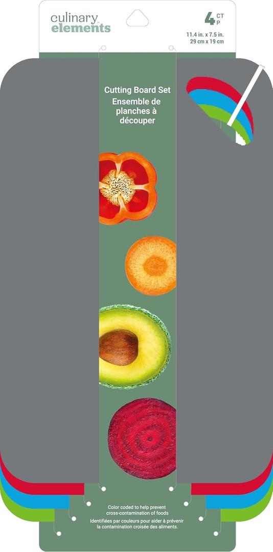 Jacent Plastic Cutting Board Set: 4 Count, Multicolored, Non-slip Mats for Meat and Vegetables, Non-Slip Cutting Mat, Chopping Board, Kitchen Prep Cutting Mat For Onions, Tomatoes, And More