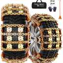 Snow Tire Chains for Cars, SUV, Pickup, Anti-Skid Winter Emergency Traction Chains for Ice and Snow, Fit Tire Width 185-265mm,6PCS