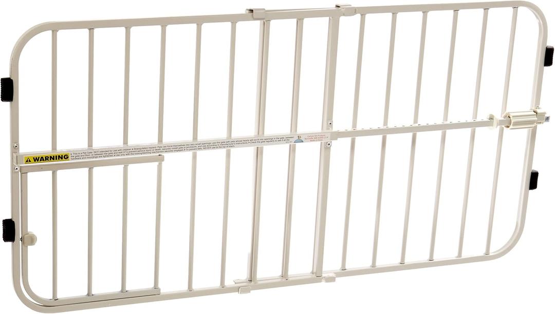 Carlson 24-38" Lil Tuffy Expandable Metal Dog Gate for Doorways, Indoor Pet Gate with Small Pet Door, No-Drill Pressure Mount, White