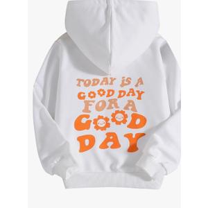 COZYEASE Girls' Letter Graphic Print Cute Hoodies Long Sleeve Pullover Hoodie Sweatshirt
 Size 9Y