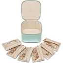 Vlando Travel Jewelry Box,Jewelry Travel Case with 6 Velvet Jewelry Zipper Pockets Travel Jewelry Organizer for Ring Bracelet Christmas Wedding Birthday Gifts for Wife Daughter Lake Blue