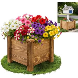 Mailbox Planter Box for 4x4 Post, 16x16x14 Inch No Dig Mailbox Planter Stand for Existing Mailbox Post, Decorative Outdoor Mailbox Flower Box Base (Mailbox Post NOT Included)