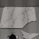 Stone Dish Drying Mat for Kitchen Counter, Quick Drying Diatomaceous Earth Dish Drying Mat with 4 Metal Brackets for Kitchen Sink, Size 15.7 x 11.8 Inches, White Marble Style