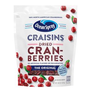 Ocean Spray Craisins Dried Cranberries, Original, 48 Ounce, 3 Pound, Pack of 1