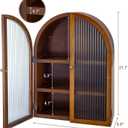 MyGift Medicine Cabinet, Arched Wall Cabinet, Bathroom Medicine Wall Mounted Cupboard, Mid Century Style Floating Storage Cabinet with Glass Door, Natural Acacia Wood, Large